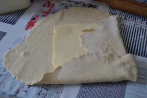 Beurre envelopper dans la pâte
