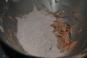 ajout des poudres ( farine/cacao)