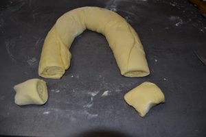 tronçon de pâte couper à chaque extrémité du boudin 