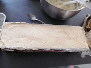 insert mangue recouvert de mousse bavaroise vanille